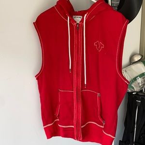 True religion sleeveless hooded jacket